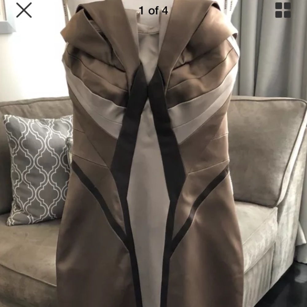 Karen Millen Strapless Dress in Brown and Black